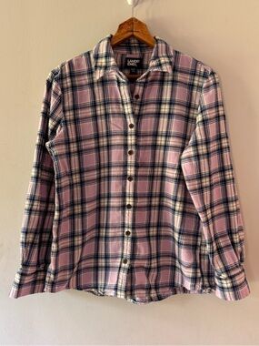 Lands’ End Flannel Shirt, Small 6-8, plaid, soft, cozy, outdoor, fall, pastel